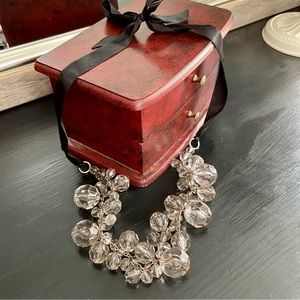 Beaded ribbon statement necklace